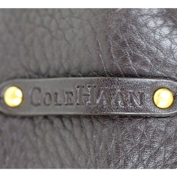 ROOMY Cole Haan DARK BROWN GENUINE LEATHER TOTE SHOULDER BAG HANDBAG PURSE - Picture 8 of 16